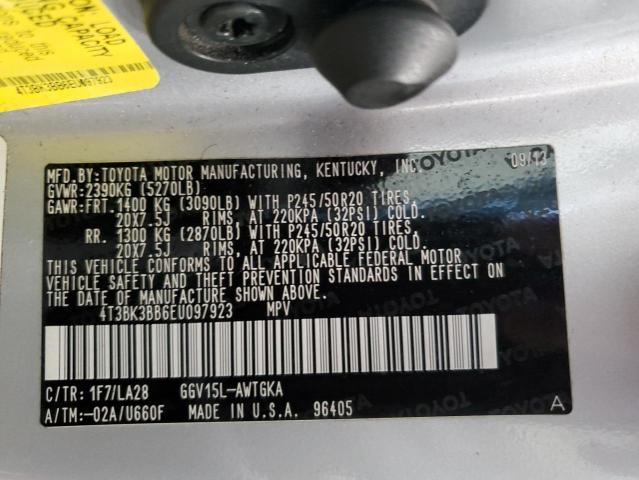 Photo 10 from auction – 2014 TOYOTA VENZA LE with VIN 4T3BK3BB6EU097923