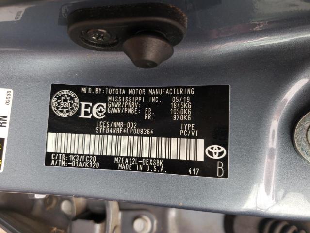 Photo 10 from auction – 2020 TOYOTA COROLLA SE with VIN 5YFB4RBE4LP008364