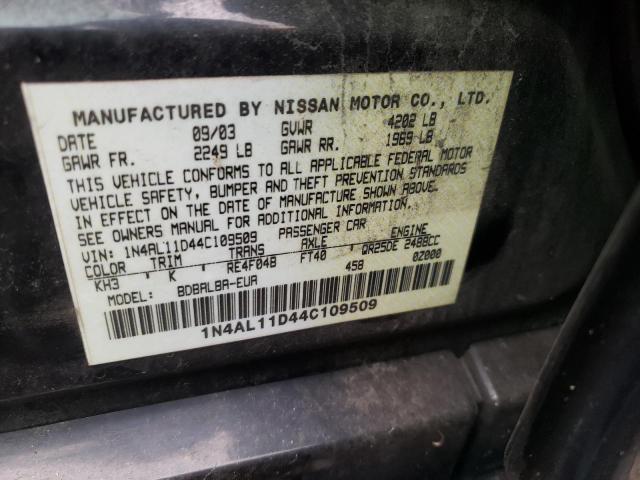 Photo 10 from auction – 2004 NISSAN ALTIMA with VIN 1N4AL11D44C109509