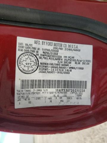 Photo 10 from auction – 2002 FORD TAURUS SE with VIN 1FAFP53U72G255228