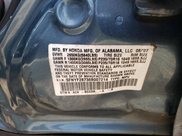 Zdjęcie 10 z aukcji – 2008 HONDA PILOT EXL z VIN 5FNYF28738B007214