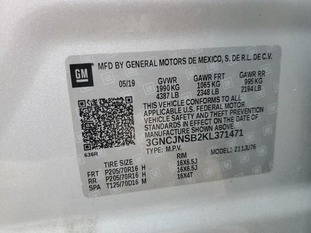 Photo 10 from auction – 2019 CHEVROLET TRAX LS with VIN 3GNCJNSB2KL371471