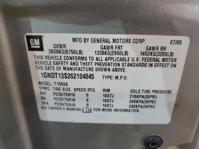 Photo 10 from auction – 2006 CHEVROLET TRAILBLAZE with VIN 1GNDT13S262104845