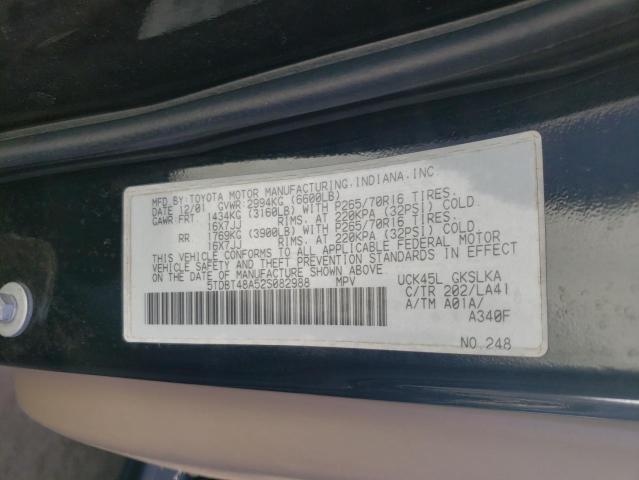 Photo 10 from auction – 2002 TOYOTA SEQUOIA LI with VIN 5TDBT48A52S082988
