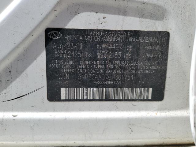 Photo 10 from auction – 2012 HYUNDAI SONATA SE with VIN 5NPEC4AB7CH361754