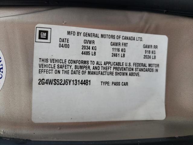 Photo 10 from auction – 2000 BUICK CENTURY CU with VIN 2G4WS52J6Y1314481