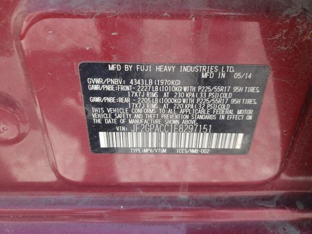 Photo 10 from auction – 2014 SUBARU XV CROSSTR with VIN JF2GPACC1E8297151