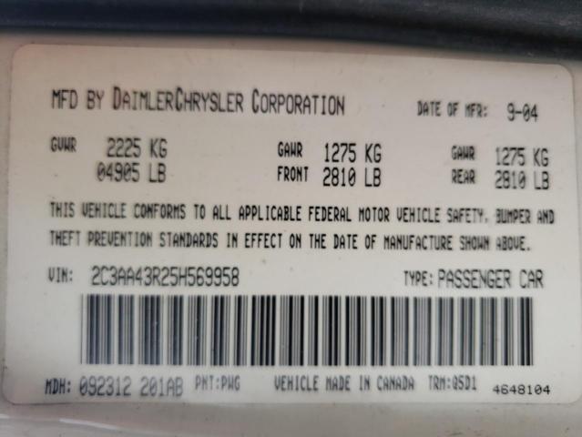 Photo 10 from auction – 2005 CHRYSLER 300 with VIN 2C3AA43R25H569958