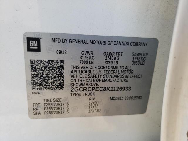 Photo 10 from auction – 2019 CHEVROLET SILVERADO with VIN 2GCRCPEC8K1126933