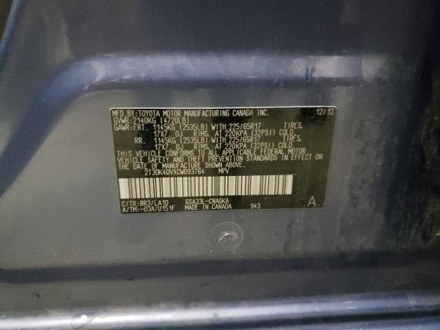 Photo 10 from auction – 2012 TOYOTA RAV4 LIMIT with VIN 2T3DK4DVXCW093764