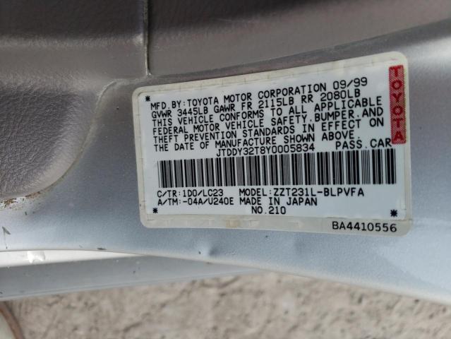 Photo 10 from auction – 2000 TOYOTA CELICA GT- with VIN JTDDY32T8Y0005834