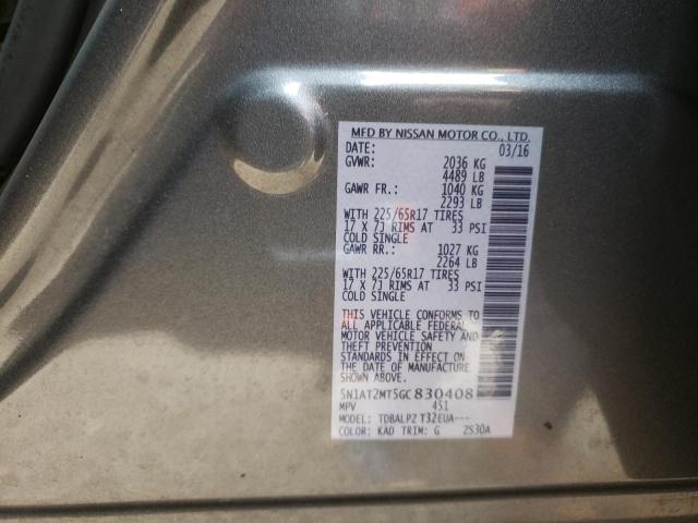 Photo 10 from auction – 2016 NISSAN ROGUE S with VIN 5N1AT2MT5GC830408