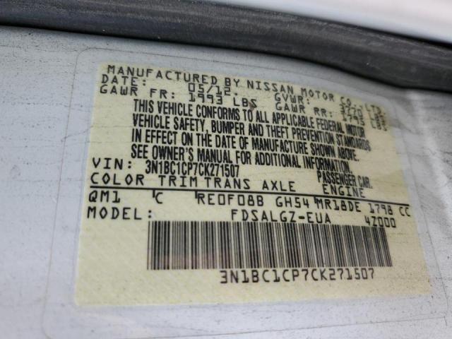 Photo 10 from auction – 2012 NISSAN VERSA S with VIN 3N1BC1CP7CK271507