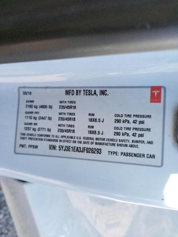 Photo 10 from auction – 2018 TESLA MODEL 3 with VIN 5YJ3E1EA3JF026293