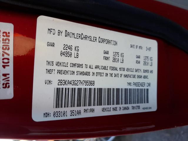 Photo 10 from auction – 2007 DODGE CHARGER SE with VIN 2B3KA43G27H795968