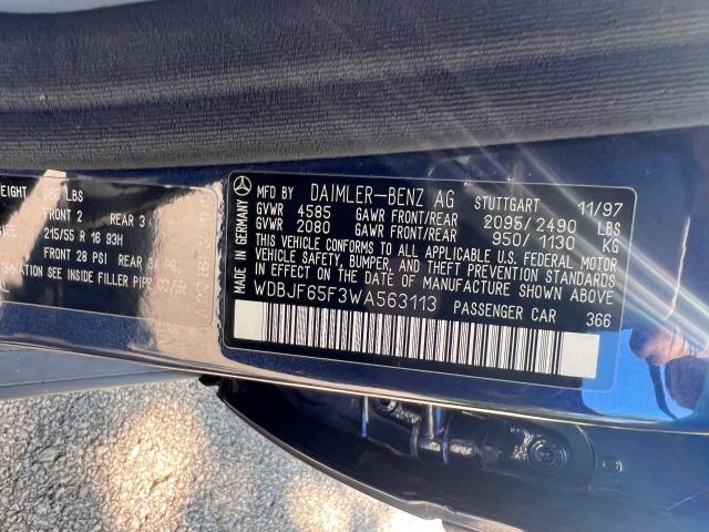 Photo 10 from auction – 1998 MERCEDES-BENZ E 320 with VIN WDBJF65F3WA563113