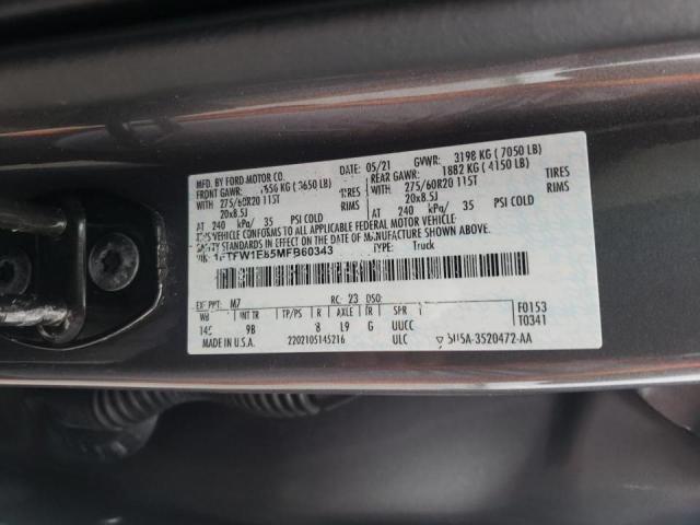 Photo 10 from auction – 2021 FORD F150 SUPER with VIN 1FTFW1E85MFB60343