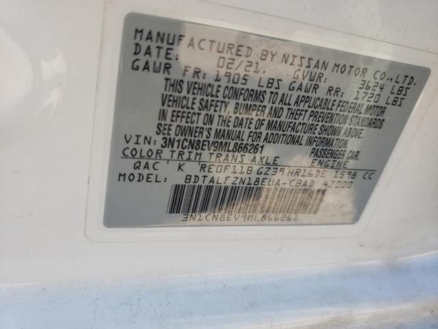 Photo 10 from auction – 2021 NISSAN VERSA SV with VIN 3N1CN8EV9ML866261