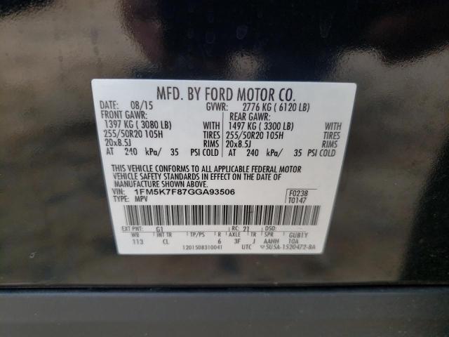 Photo 10 from auction – 2016 FORD EXPLORER L with VIN 1FM5K7F87GGA93506