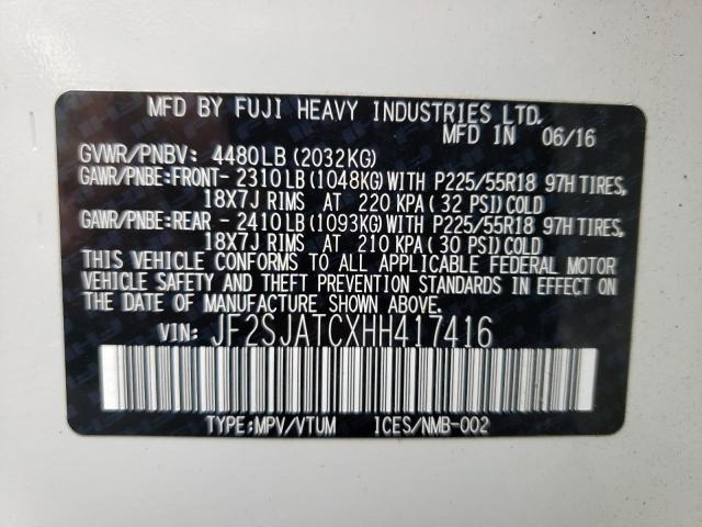 Photo 10 from auction – 2017 SUBARU FORESTER 2 with VIN JF2SJATCXHH417416