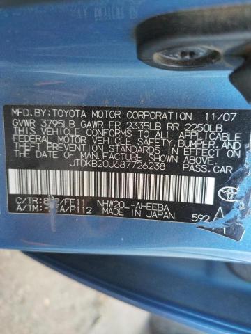 Photo 10 from auction – 2008 TOYOTA PRIUS with VIN JTDKB20U687726238