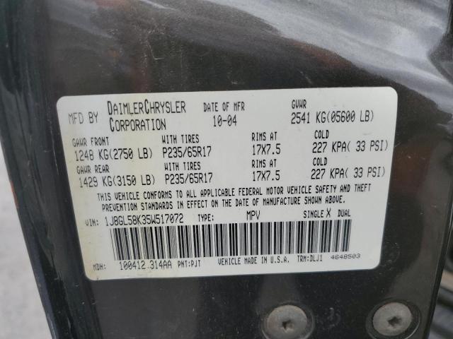 Photo 10 from auction – 2005 JEEP LIBERTY LI with VIN 1J8GL58K35W517072