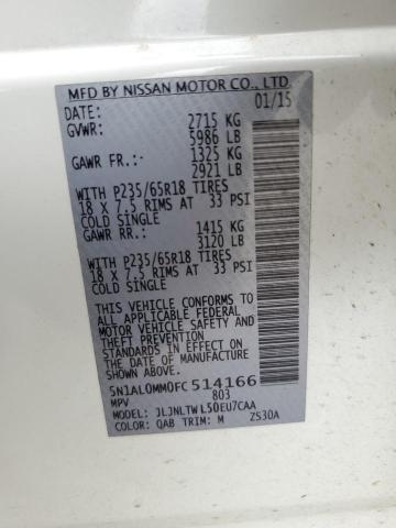 Photo 10 from auction – 2015 INFINITI QX60 with VIN 5N1AL0MM0FC514166