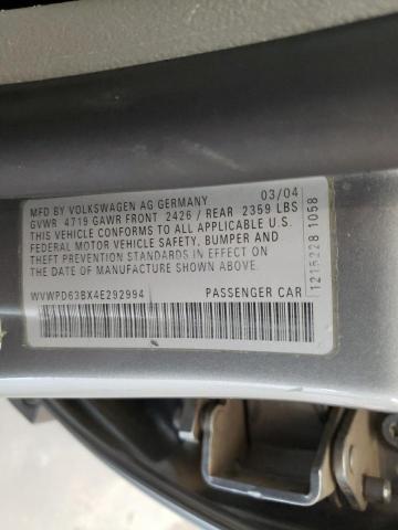 Photo 10 from auction – 2004 VOLKSWAGEN PASSAT GLS with VIN WVWPD63BX4E292994