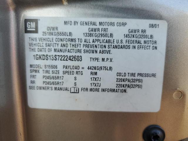 Photo 10 from auction – 2002 GMC ENVOY with VIN 1GKDS13S722242603