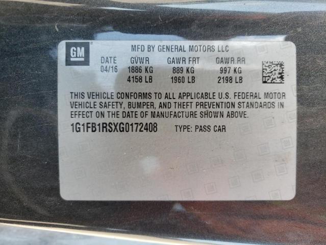 Photo 10 from auction – 2016 CHEVROLET CAMARO LT with VIN 1G1FB1RSXG0172408