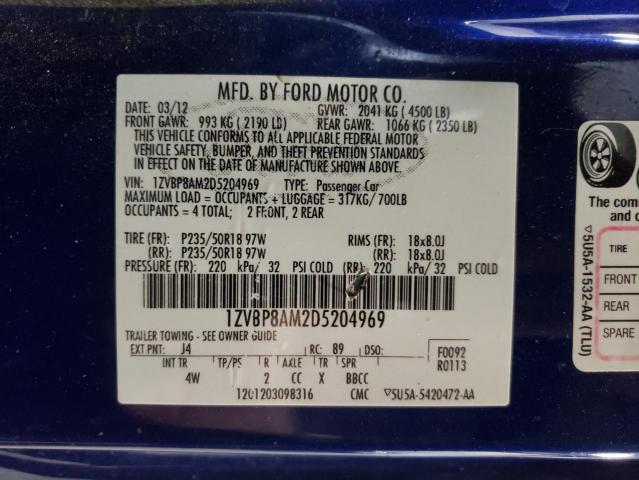 Photo 10 from auction – 2013 FORD MUSTANG with VIN 1ZVBP8AM2D5204969