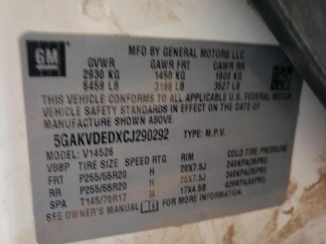 Photo 10 from auction – 2012 BUICK ENCLAVE with VIN 5GAKVDEDXCJ290292