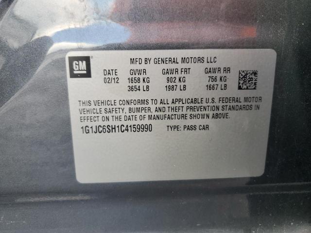 Photo 10 from auction – 2012 CHEVROLET SONIC LT with VIN 1G1JC6SH1C4159990