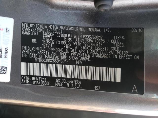 Photo 10 from auction – 2011 TOYOTA SIENNA LE with VIN 5TDKK3DCXBS016019
