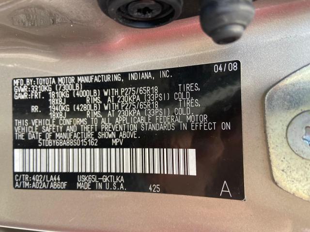 Photo 10 from auction – 2008 TOYOTA SEQUOIA LI with VIN 5TDBY68A88S015162