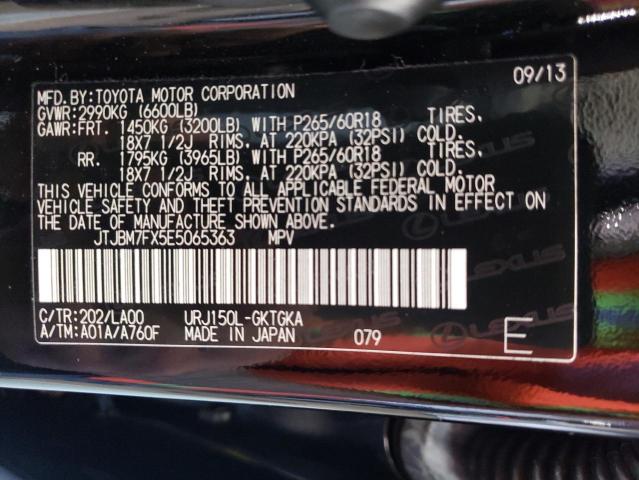 Photo 10 from auction – 2014 LEXUS GX 460 with VIN JTJBM7FX5E5065363