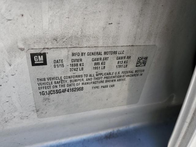 Photo 10 from auction – 2015 CHEVROLET SONIC LT with VIN 1G1JC5SG4F4162968
