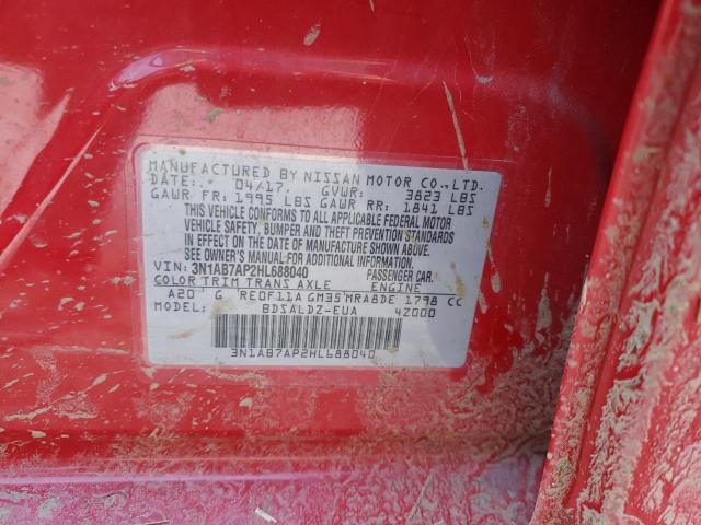 Photo 10 from auction – 2017 NISSAN SENTRA S with VIN 3N1AB7AP2HL688040