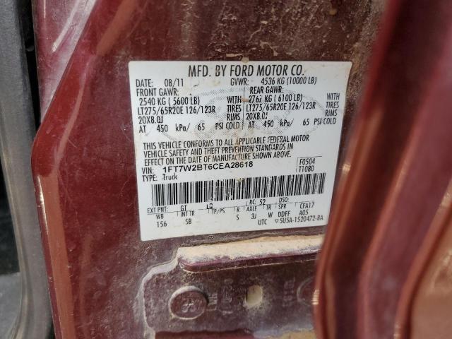 Photo 10 from auction – 2012 FORD F250 SUPER with VIN 1FT7W2BT6CEA28618