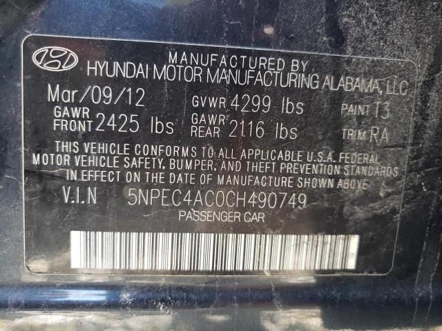 Photo 10 from auction – 2012 HYUNDAI SONATA SE with VIN 5NPEC4AC0CH490749