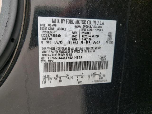 Photo 10 from auction – 2000 FORD EXCURSION with VIN 1FMNU43S1YEA14935