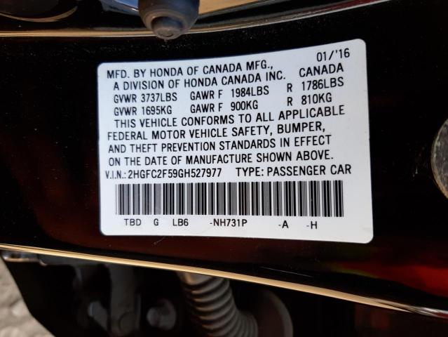 Photo 10 from auction – 2016 HONDA CIVIC LX with VIN 2HGFC2F59GH527977