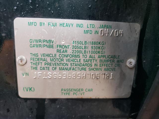 Photo 10 from auction – 2005 SUBARU FORESTER 2 with VIN JF1SG63685H705781