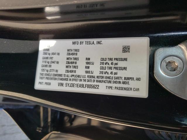 Photo 10 from auction – 2020 TESLA MODEL 3 with VIN 5YJ3E1EA9LF805622