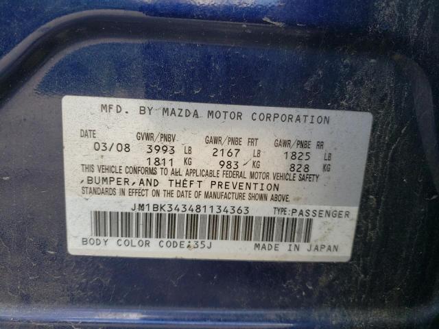 Photo 10 from auction – 2008 MAZDA 3 HATCHBAC with VIN JM1BK343481134363