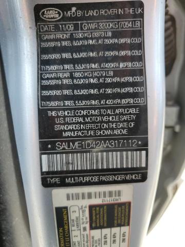 Photo 10 from auction – 2010 LAND ROVER RANGE ROVE with VIN SALME1D42AA317112