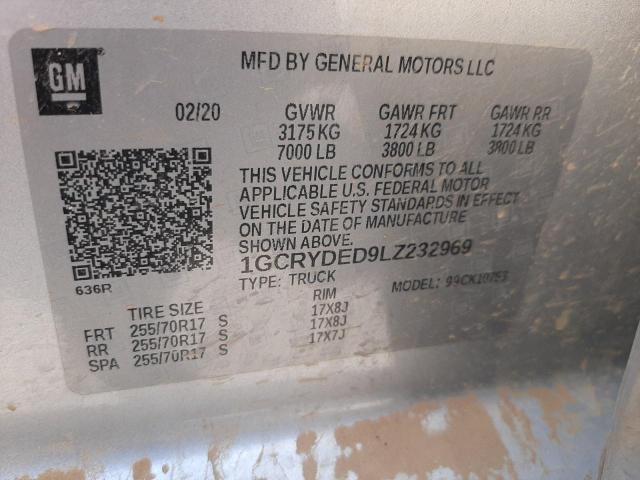 Photo 10 from auction – 2020 CHEVROLET SILVERADO with VIN 1GCRYDED9LZ232969