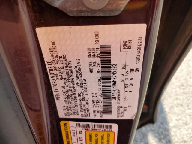 Photo 10 from auction – 2017 FORD FUSION SE with VIN 3FA6P0HD6HR245593