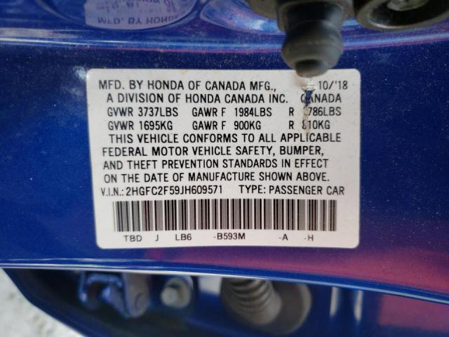 Photo 10 from auction – 2018 HONDA CIVIC LX with VIN 2HGFC2F59JH609571
