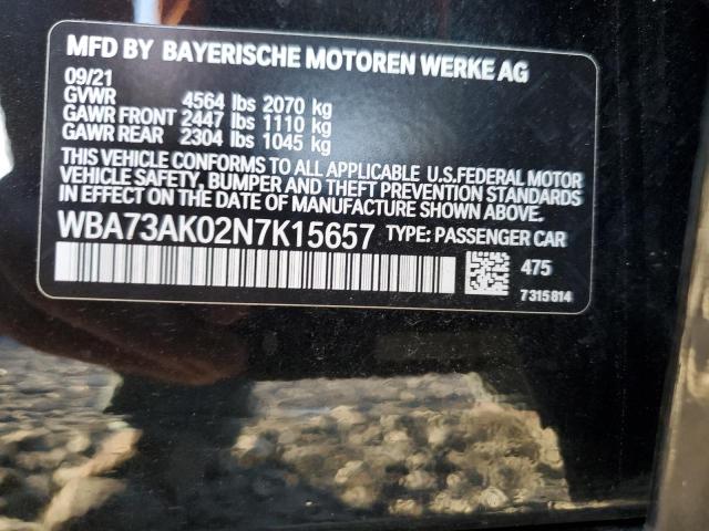Photo 10 from auction – 2022 BMW 228XI with VIN WBA73AK02N7K15657